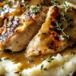 Easy Chicken with Garlic Gravy and Cheesy Mashed Potatoes