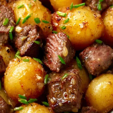 Slow Cooker Garlic Butter Steak Bites and Potatoes