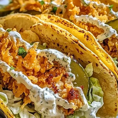 Dill Pickle Ranch Smash Chicken Tacos with Crispy Cheese