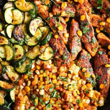 One-Pan Garlic Butter Chicken with Zucchini and Corn