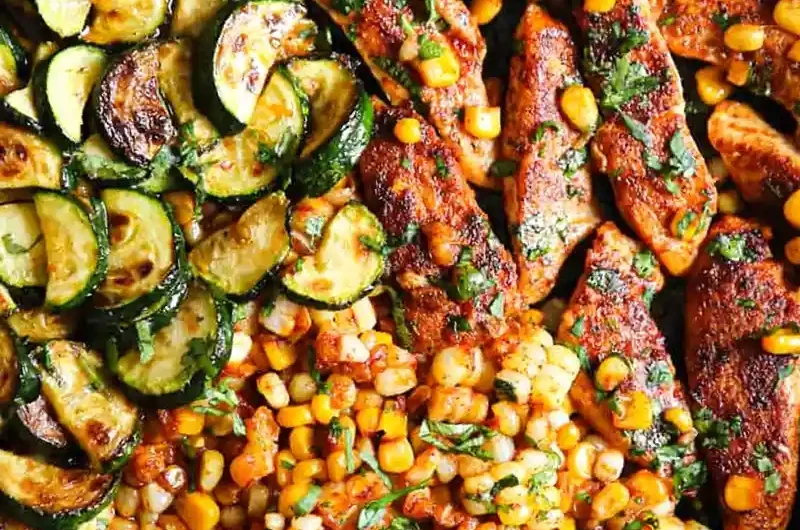 One-Pan Garlic Butter Chicken with Zucchini and Corn