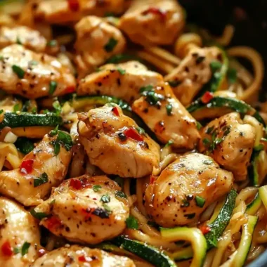 Garlic Chicken Zucchini Noodles Stir Fry
