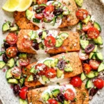 Baked Greek Salmon with Creamy Dill Sauce