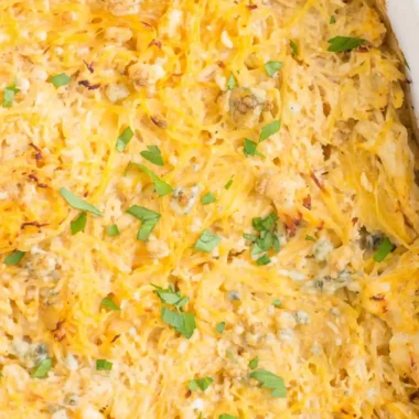 Buffalo Chicken Spaghetti Squash Bake