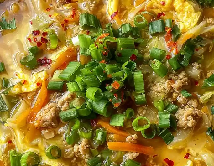One-Pot Egg Roll Soup with Green Onions and Ginger