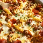 Hearty Beef and Pasta Pizza Bake