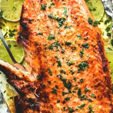 Honey Cilantro Lime Baked Salmon in Foil