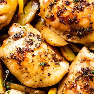 Garlic Butter Baked Chicken Thighs with Potatoes