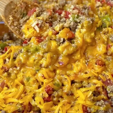 Cheesy Taco Beef and Cauliflower Rice Skillet