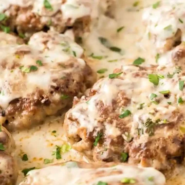 Savory Baked Ground Beef Steaks with Mushroom Gravy