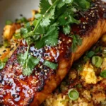 Korean Miso-Glazed Salmon with Kimchi Fried Rice
