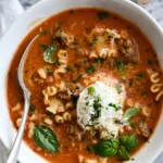 Hearty Lasagna Soup with Creamy Ricotta