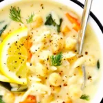 Zesty Lemon Orzo and Chickpea Soup