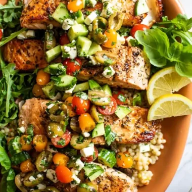 Mediterranean Salmon with Fresh Vegetable Topper