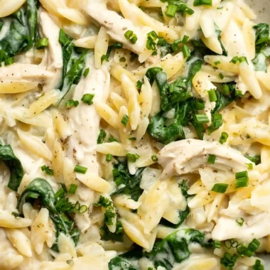 Creamy Garlic and Herb Boursin Orzo with Chicken