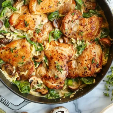 Creamy One Pot Chicken and Mushroom Orzo