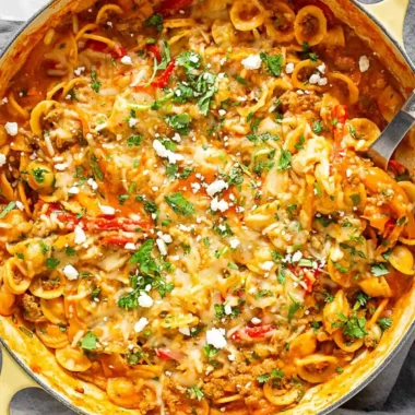 One Pot Ground Chicken Fajita Pasta