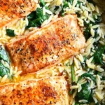 One Skillet Salmon with Lemon Orzo