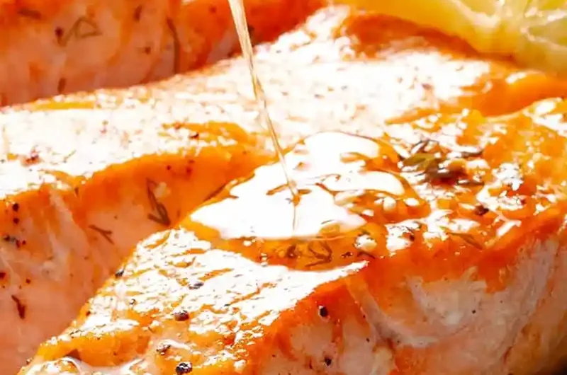 Crispy Pan Seared Salmon with Lemon Garlic Butter
