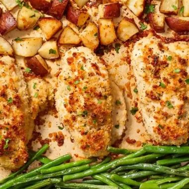 Parmesan Crusted Chicken Sheet Pan Dinner