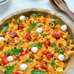 Red Pesto and Mozzarella Pasta Salad