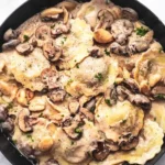 Creamy Mushroom Ravioli with Garlic Sauce