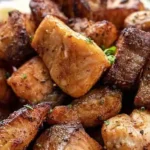 Air Fryer Salmon Bites with Garlic Cream Sauce