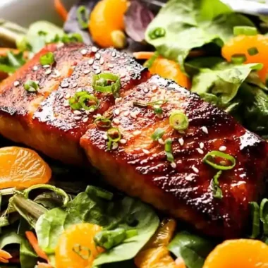 Asian Salmon Salad with Ginger Soy Dressing