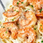 Creamy Shrimp Alfredo with Parmesan Coating