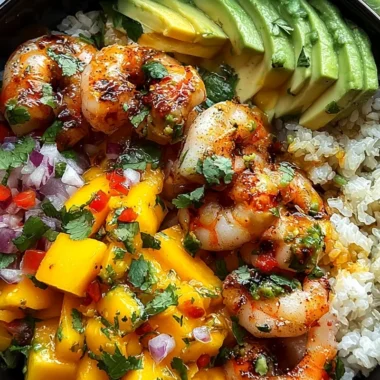 Tropical Shrimp and Avocado Bowls with Mango Salsa