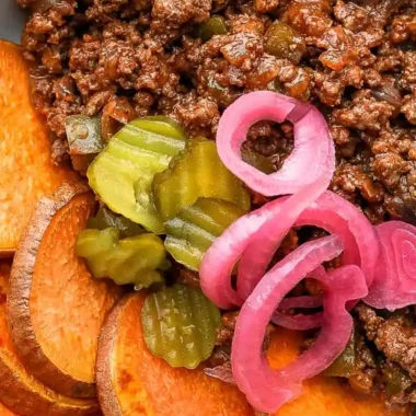 Savory Sloppy Joe Bowls with Roasted Sweet Potatoes