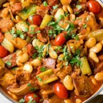 Slow Cooker Chicken Casserole with Beef Chorizo and Butter Beans