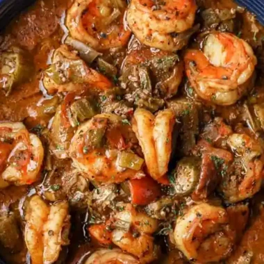 Southern Style Smothered Okra with Shrimp