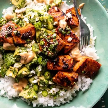 Spicy Chipotle Honey Salmon Bowls