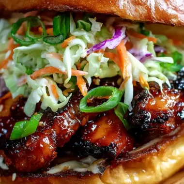 Spicy Korean BBQ Chicken Sandwich with Crunchy Slaw