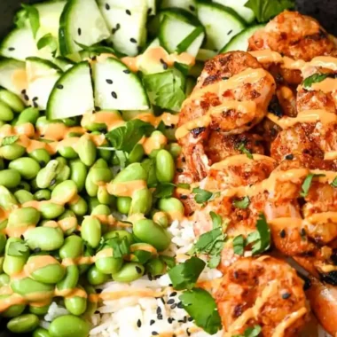 Zesty Sriracha Grilled Shrimp and Rice Bowls