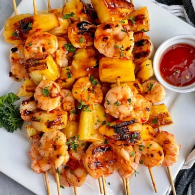 Sweet and Spicy Pineapple Shrimp Skewers
