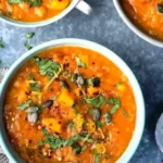 Hearty Sweet Potato, Red Lentil and Chickpea Soup