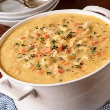 Hearty Chicken Cauliflower Cheddar Chowder