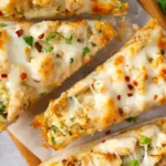Creamy Chicken Alfredo Garlic Bread