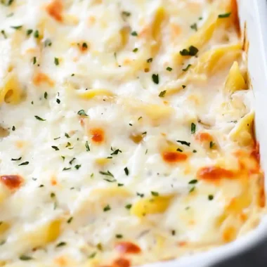 Three Cheese Chicken Alfredo Bake