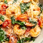 Tomato Spinach Shrimp Pasta