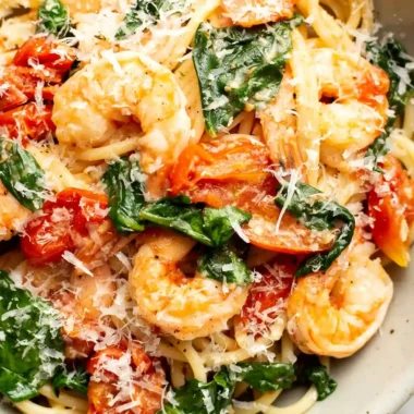 Tomato Spinach Shrimp Pasta