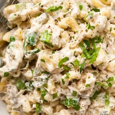 Creamy Tuna Macaroni Salad with Tangy Pickles