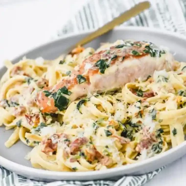 Tuscan Salmon Fettuccine Alfredo