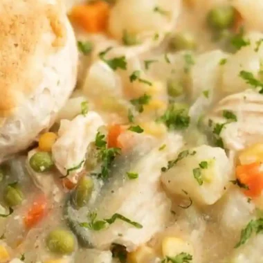 Creamy Slow Cooker Chicken Pot Pie with Biscuits