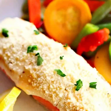 Air Fryer Garlic Parmesan Crusted Salmon