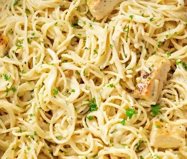 Creamy Garlic Parmesan Angel Hair Pasta with Chicken