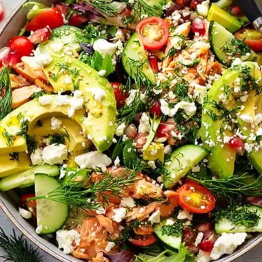 Avocado Smoked Salmon Salad with Dijon Honey Vinaigrette