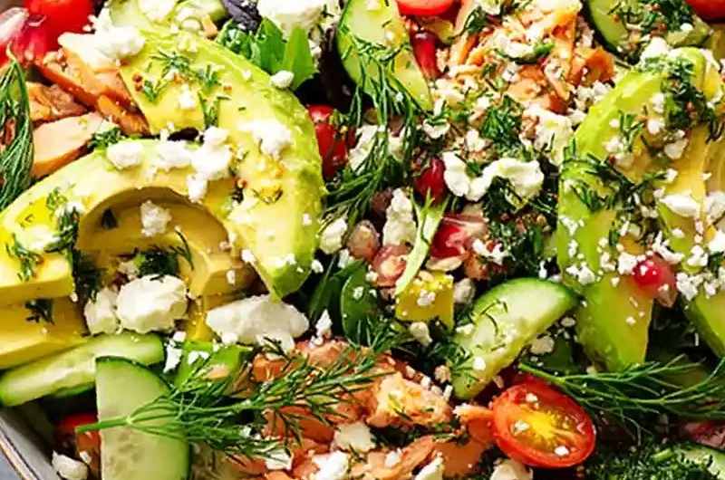 Avocado Smoked Salmon Salad with Dijon Honey Vinaigrette